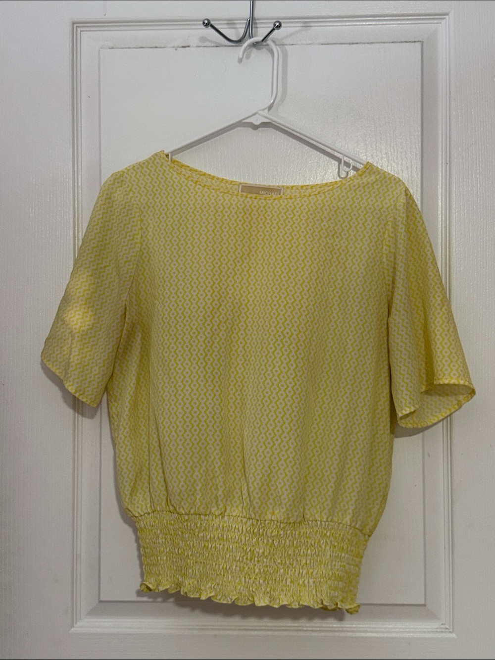 Michael Kors Lemon Yellow Smocked-Hem Blouse